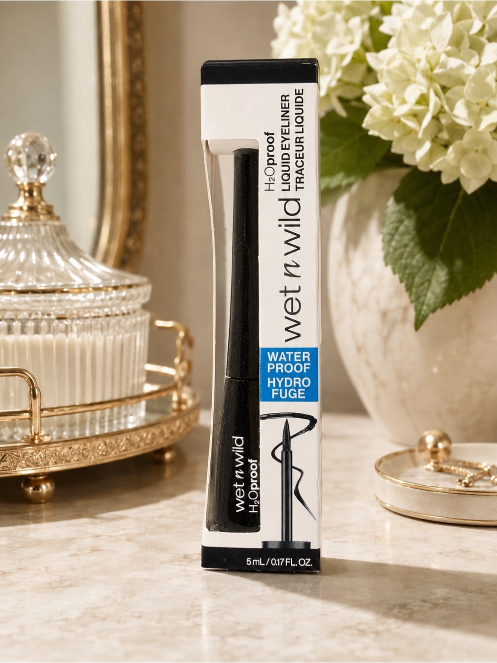Wet n Wild H2O Proof Liquid Eyeliner 879 Black Waterproof Vegan 0.17 oz